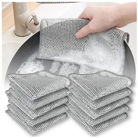 Resim Mainshop 5 Adet Tel Bulaşık Bezi Çizmez Bulaşık Teli Çelik Bez 20x20 Cm Çift Katmanlı M-602 Gri 