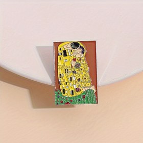 Resim Büyüleyici Öpücük Emaye Pin - Romantik Yağlıboya Tasarımı, Şapkalar & Sırt Çantaları için Çok Yönlü, Arkadaşlar için Mükemmel Hediye 