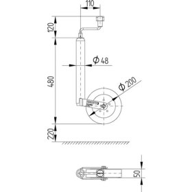 Resim Knott Römork Karavan Destek Tekeri 48 mm (Kelepçe ile) 