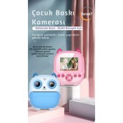 Resim Çocuk Fotoğraf Makinesi 2.4inc Anında Baskı Hd Video Çift Kamera Müzikli Oyunlu Selfie Kamera Şarjlı 