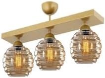 Resim Lambadar Modern Bal Camlı Model Üçlü Dikdörtgen Plafonyer Avize Salon Mutfak Yatak Odası Hol Gold3Dik Tek Ebat 30 X 50 3551-3Golddik-2046B62 