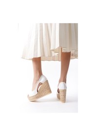 Resim Asmi Shoes Kadın Belon 11 Cm Platformlu Dolgu Topuklu Ayakkabı Beyaz Beyaz 