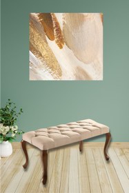 Resim Art&Gift Civan Ayak Ucu Bench Açık Kahve Kapitoneli Yatak Odası Antre Dinlenme Bekleme Alanı 