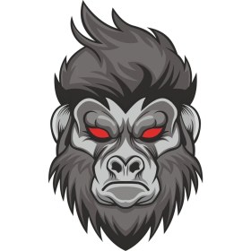 Resim Sticker Fabrikası Maymun Goril Kırmızı Göz Sticker 00259 9 x 14,5 cm Renkli 