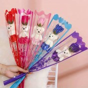 Resim 1 adet Sevimli Ayı Gül Buketi - Ev Dekorasyonu için Renkli Plastik Yapay Çiçekler ve Figürler, Öğretmenler, Meslektaşlar ve Kadınlar için Parti Hediyeleri, Anneler Günü Hediyesi | Canlı Sentetik Çiçek Düzenlemesi 