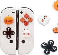 Resim GeekShare Switch/OLED/Switch Lite için Silikon Başparmak Kavrama Kapakları, Controller için Kaymaz Tasarım, 4'lü Set - Kabaklar ve Hayaletler 