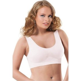 Resim -2411 Dikişsiz Kaplı Toparlayıcı Büstiyer Sporcu Sütyen Beyaz 