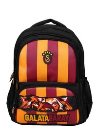 Resim Galatasaray Lisanslı 4 Bölmeli Okul Çantası - Parçalı Desenli Su İtici Kumaşlı Sırt Çantası Siyah 