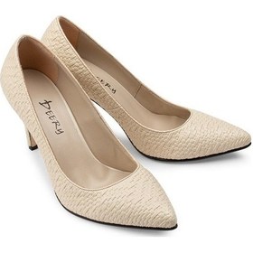 Resim Deery Bej Rengi Hasır Desen Kadın Stiletto Bej 