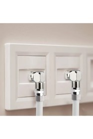 Resim Derwell F Konnektör L Fiş 90 Derece Çevirici Anten Kablosu Için F Connektör Rg6 Rg5 ( 5 Adet ) 