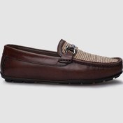 Resim %100 Hakiki Deri Kahverengi Örgü Detaylı Erkek Loafer-kahve Rengi Kahverengi 