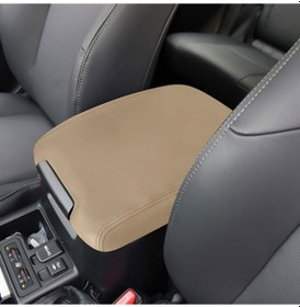 Resim Toyota Prado 2010-2019 İçin Araba Merkezi Kolçak Kutusu Koruyucu Deri Kapak Bej 1 Adet 