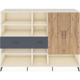 Resim Hyperion Dolap 10 Raflı 2 Çekmeceli 2 Kapaklı 220x44x163 Aytaşı-ç Aytaşı-çam/antrasit 