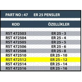 Resim ER25 12MM Cnc Pensi 
