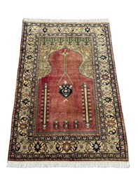 Resim El Dokuma Eskitme Bünyan Halısı Seccade 100x145 Kiremit Namazlık Yün Kiremit 