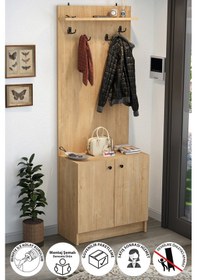 Resim 2 Kapaklı Portmanto Elbise Askılığı Vestiyer Ayakkabılık Askılık Güneş Safir Meşe Safirmeşe 