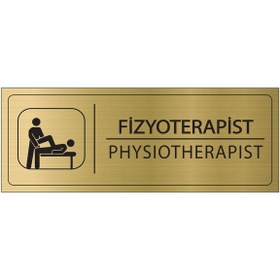 Resim Mayeka Fizyoterapist İsimlik Altın Metal Kapı İsimliği Levhası Yönlendirme Tabelası 