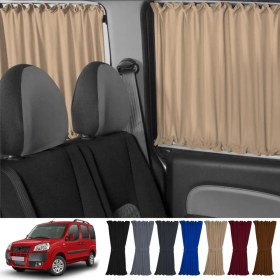 Resim Fiat Doblo 1 2000-2010 Uyumlu Krem Raylı Oto Perde Takımı (Bagaj Tek-Sürgülü Çift Kapı) 