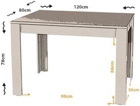 Resim Pasific Home Single Mutfak Yemek Masası, 120X80 Cm, Dikdörtgen, Parlak Beyaz 