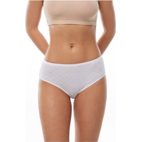 Resim Malabadi Kadın Beyaz 6 Lı Paket %100 Pamuk Ara Bel Jakarlı Slip Külot 350 Beyaz 