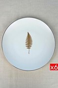 Resim Tabak Evi Porselen Natura Fern Altın Yaldız Servis Tabağı 24.50 CM 6'lı 