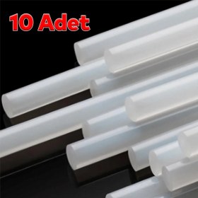 Resim Badem10 Ince Mum Silikon 7.4 mm Çubuk Sıcak Silikon Hobi Süs Hediyelik Eşya Maket Yapıştırma Slikon 10 Adet 