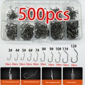 Resim 500 Adet Karbon Çelik Balıkçılık İğne Seti, Çeşitli Boyutlar 3-12#, Tatlı Su Tuzlu Su Sazan Balıkçılığı İçin Çengelli Keskin Balık İğneleri, Çok Amaçlı İğne Seti - Sevgililer Günü, Şükran Günü, Noel, Cadılar Bayramı, Babalar Günü Hediyeleri İçin İdeal 