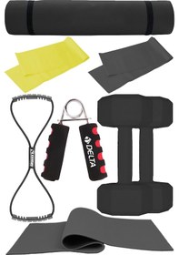 Resim Evde Pilates Keyfi İçin Tam Set 6mm Pilates Mindere, Dambıla, Lastiğe Ve Daha Fazlasına Sahip Siyah 