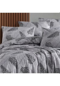 Resim Tek Kişilik Nevresim Takımı 160x220cm 2 Yastık Kılıfı Lastikli Çarşaflı 100x200+30 Gri 