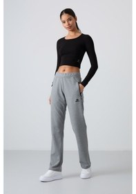 Resim Tommy Life Gri Melanj Fermuar Cepli Rahat Form Klasik Paça Kadın Eşofman Alt - 94195 GRİ MELANJ 