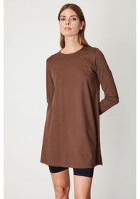 Resim On Kadın Uzun Kollu Basic Tunik 61421 Kahverengi Kahverengi 
