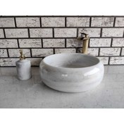 Resim banyodecor Beyaz Teker Mermer Lavabo 