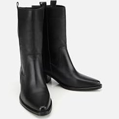 Resim HOTİÇ Kadın Deri Siyah Western Topuklu Bot 