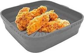 Resim ZCSXK Air Fritöz Silikon Fırın Tepsisi | 8 inç Katlanabilir Hava Fritöz Gömlekleri Kare Dikdörtgen - Yanıcı Parşömen Astarının Değiştirilmesi, Yeniden Kullanılabilir, Pişirme için Kolay Temizlenen 