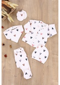 Resim Sitilin Kız Erkek Bebek Natural Pamuk Kumaş 5 Li Hastane Çıkışı Yenidoğan Set Stl6608 Beyaz 