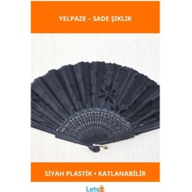 Resim Katlanabilir Hafif Plastik Siyah Yelpaze Zarif Aksesuar 1 Adet 