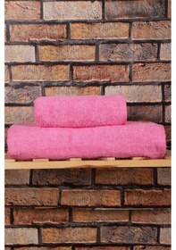 Resim 2 Parça %100 Pamuklu Soft Lüx Banyo Havlu Seti Pembe Çok Renkli 