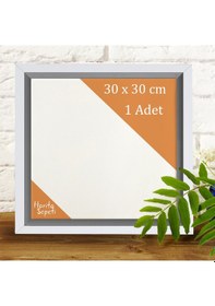 Resim Beyaz Çerçeveli Tuval 30 x 30 CM Kare Profesyonel %100 Pamuk Boş Tablo 