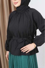 Resim CNG MODA Tesettür Kuşaklı Gömlek 