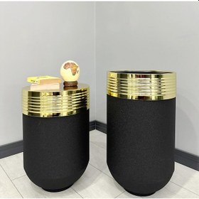 Resim Elegant Dekoratif Gold Darbuka Siyah Saksı 70cm + Sehpa 60cm İkili Set 