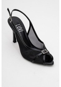 Resim Luvishoes Luvi Shoes Elyse Siyah Rugan Fileli Kadın Yüksek Topuklu Abiye Ayakkabı Siyah Rugan 