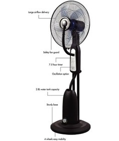 Resim Dlc TSP40-RC Bakır Motorlu Uzaktan Kumandalı Buharlı Ayaklı Vantilatör 