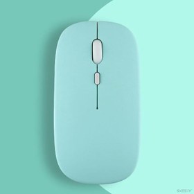 Resim Lenovo Tablet İle Uyumlu Şarj Edilebilir Sessiz Mouse Bluetooth + 2.4Hz Wifi Kablosuz Mouse Fare Turkuaz 