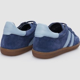 Resim Cabani %100 Hakiki Deri Mavi Süet Bağcıklı Kadın Sneaker Mavi 