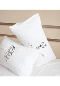 Resim Bk Gift Sevgili Tasarımlı Pamuklu 2 Li Yastık Kılıfı Seti-5 50x70cm , Sevgiliye , Ev si, Tasarım Ev Tekstili 