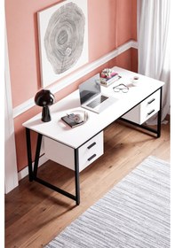 Resim Ms2c Çalışma Masası,ofis Masası - 70x160 Cm - Beyaz - 4 Çekmeceli Ms2c - 4 Çekmeceli - Beyaz 