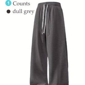 Resim 1 Adet Unisex Düz Paça Flare Spor Pantolon - İlkbahar ve Sonbahar İçin Günlük Kullanım 