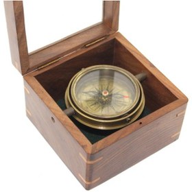 Resim Ahşap Kutulu Pirinç Pusula Model 14 