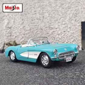 Resim 24 1957 Chevrolet Corvette Yeşil Kapotlu Alüminyum Roadster Modeli, Döküm Metal Roadster, Retro Araçlar, Gençler İçin Simülasyon Hediyesi 