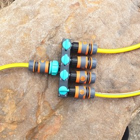 Resim 7 adet/takım 1/2 inç Bahçe Hortumu Bölücü Ev Sulama Su Dağıtıcısı 1 adet hortum bölücü ve 5 adet akış bağlantıcısı dahil 